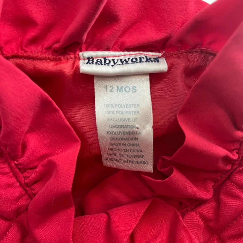 Babyworks‎ Red Quilted Butterfly Flower Ruffle Vest Toddler Size 12 Months